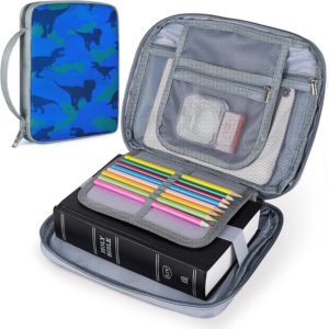 Dinosaur Bible Cover Case and Accessories Supplies for Kids (Blue)