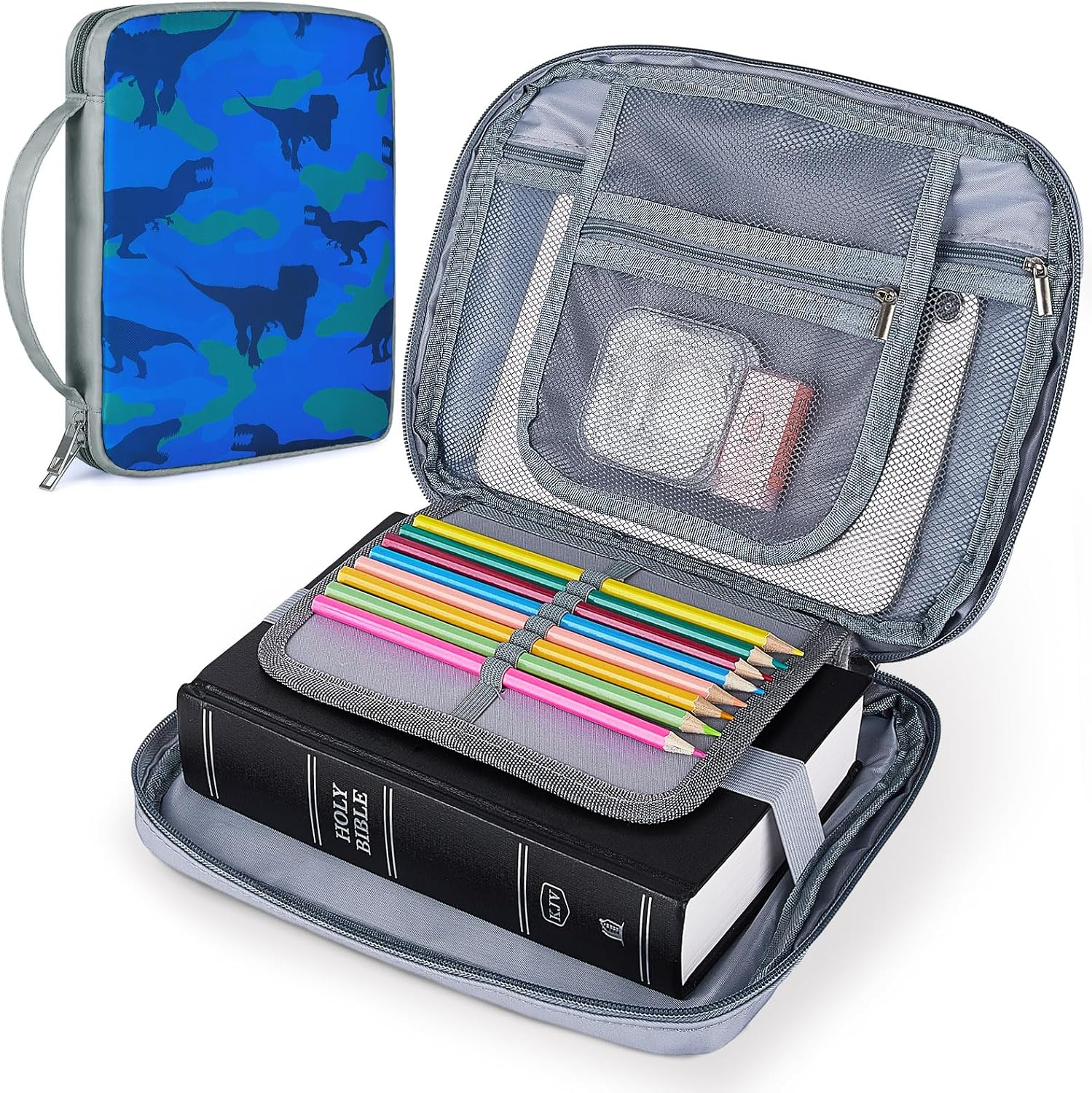 Dinosaur Bible Cover Case and Accessories Supplies for Kids (Blue) - Image 2