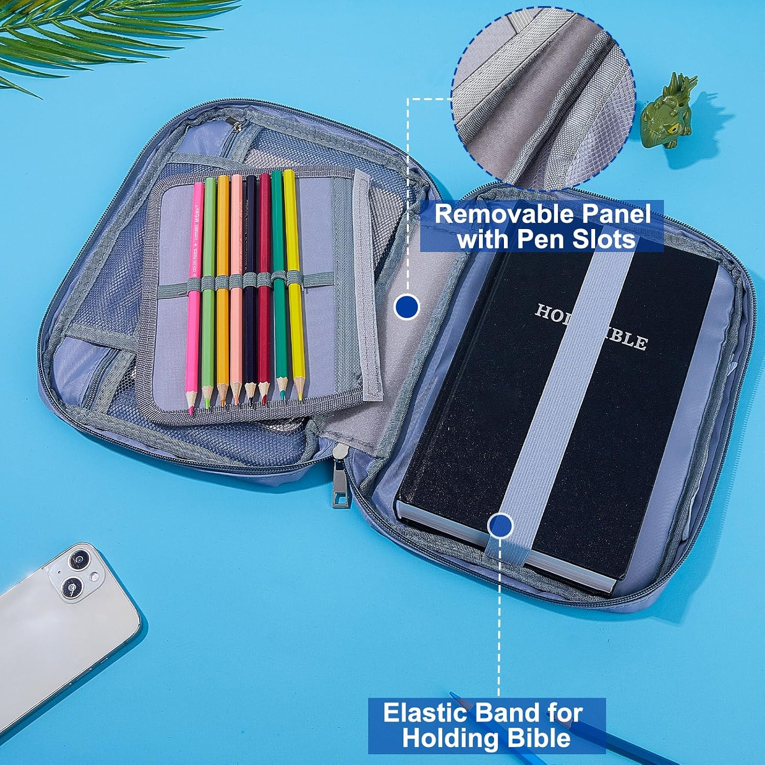 Dinosaur Bible Cover Case and Accessories Supplies for Kids (Blue) - Image 4