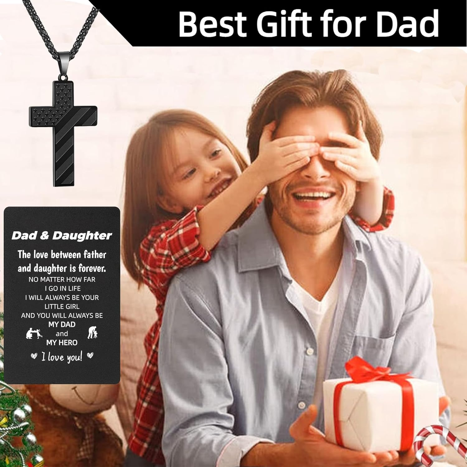 Dad & Daughter Cross Necklace + Wallet Card - Image 3