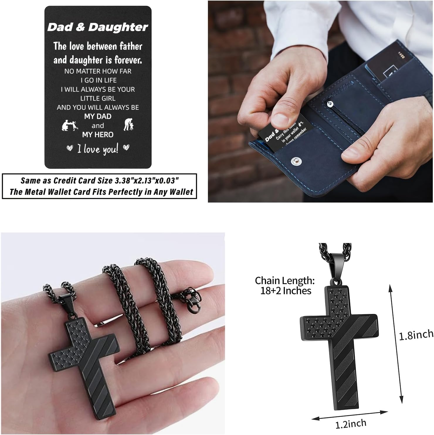 Dad & Daughter Cross Necklace + Wallet Card - Image 4