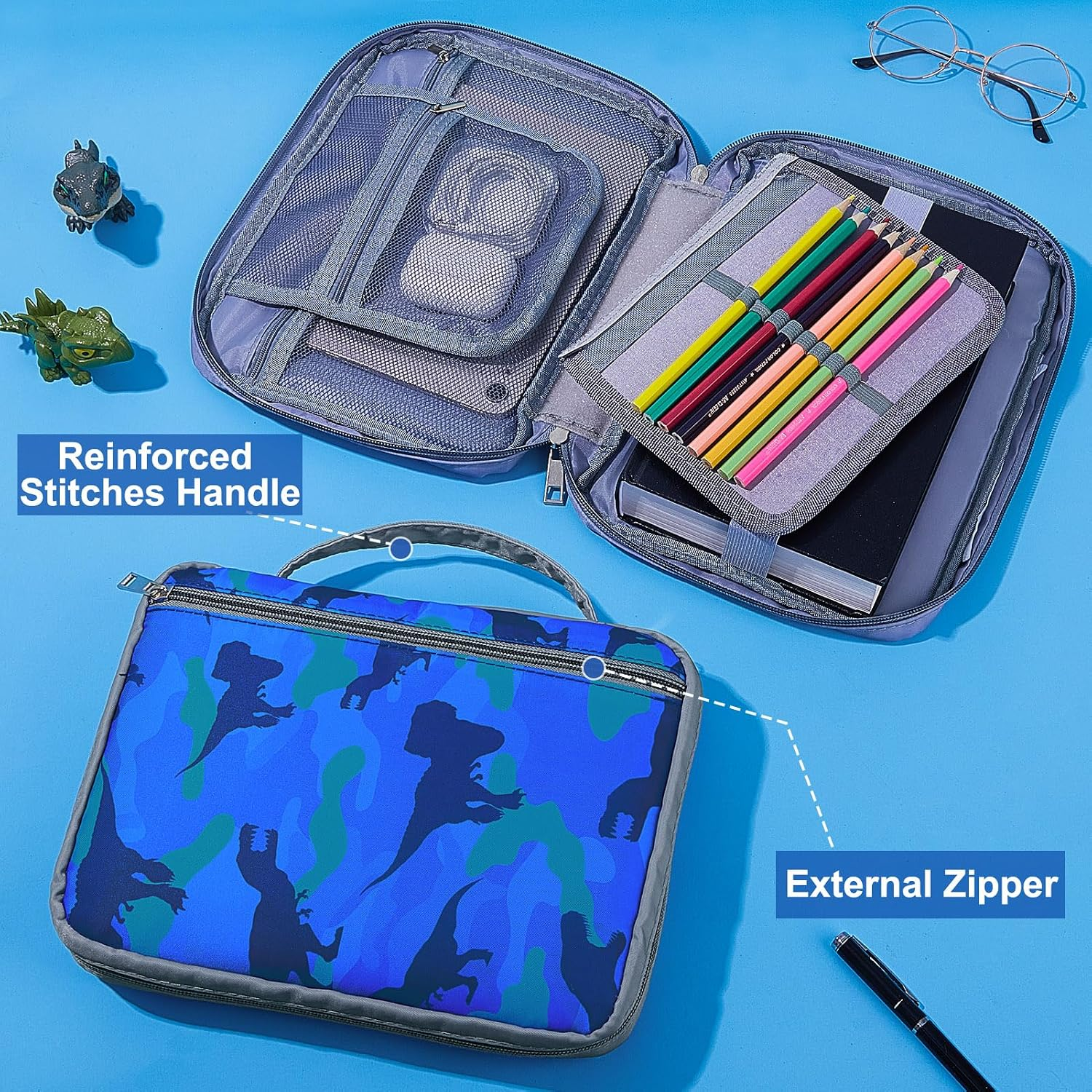Dinosaur Bible Cover Case and Accessories Supplies for Kids (Blue) - Image 3