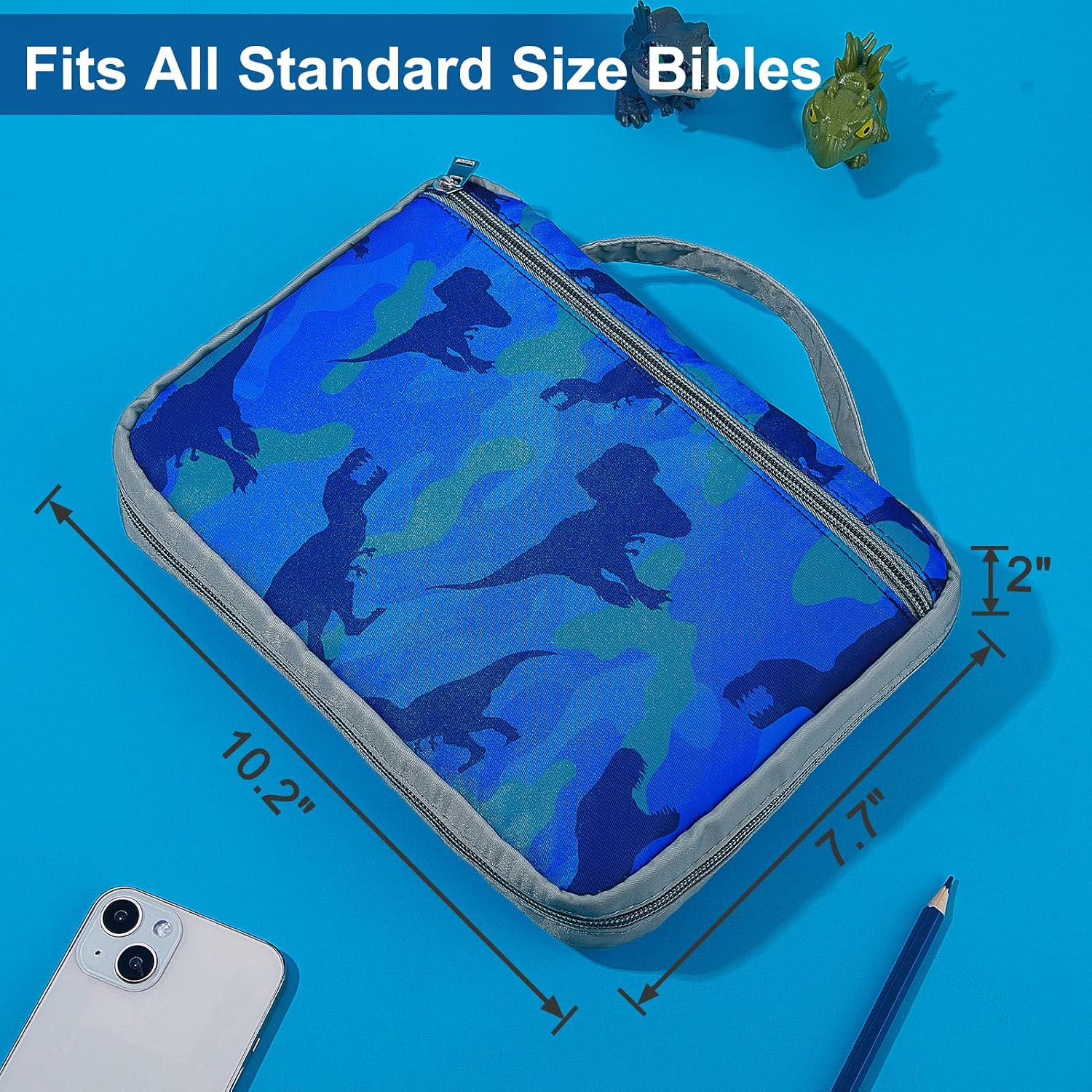 Dinosaur Bible Cover Case and Accessories Supplies for Kids (Blue) - Image 6