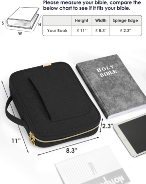 Bible Cover Case for Women, Bible Study Supplies, Bible Journaling Kit (Black)