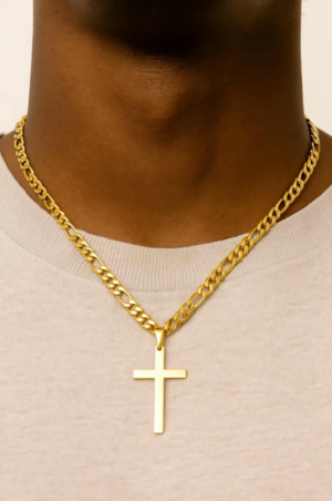 18K Gold Chain Style Cross Pendant Necklace