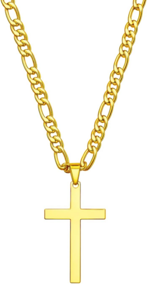 18K Gold Chain Style Cross Pendant Necklace
