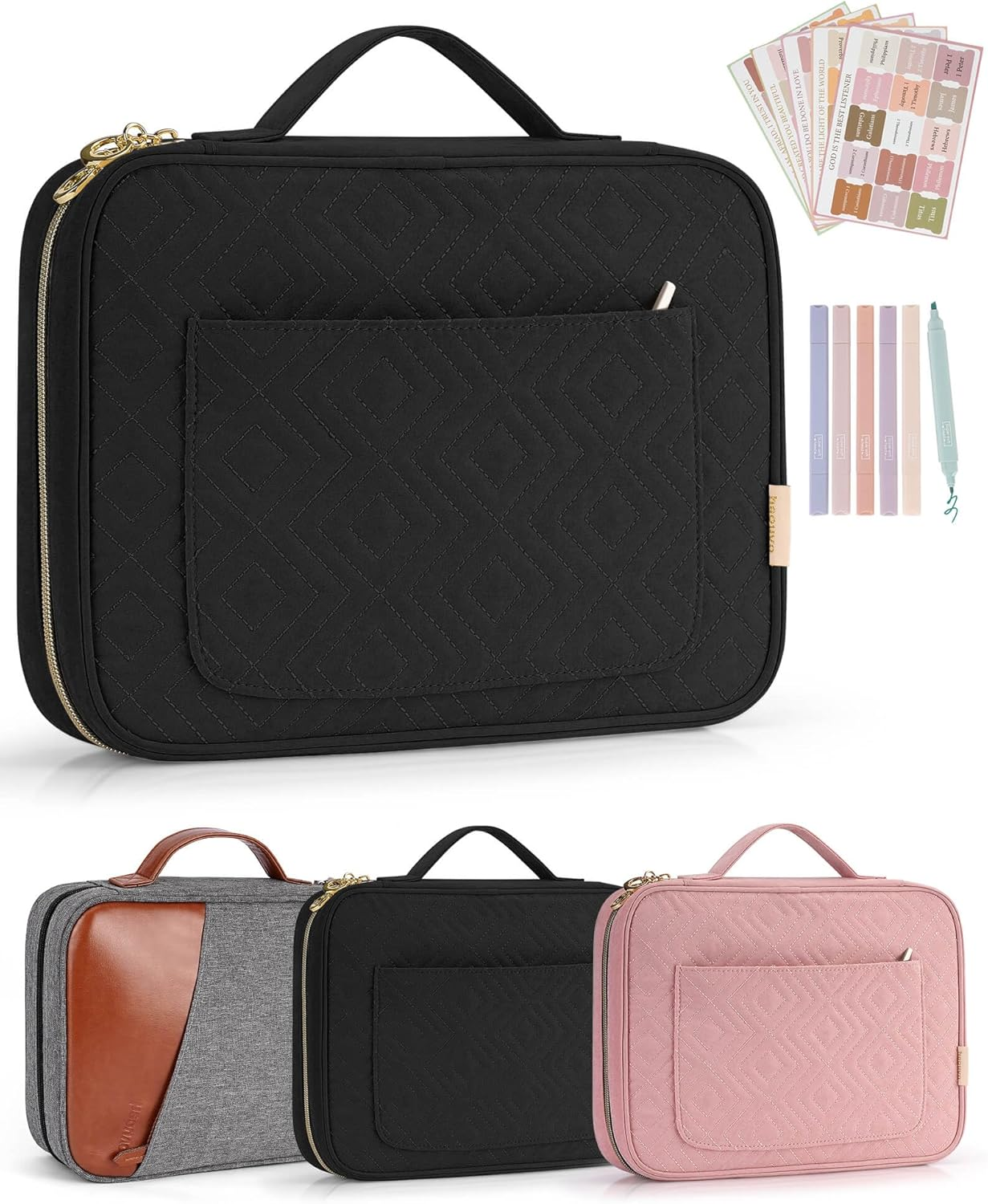 Bible Cover Case for Women, Bible Study Supplies, Bible Journaling Kit (Black) - Image 6
