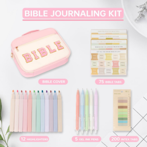Bible Cover Case + Bible Study Supplies for Women (Pink)