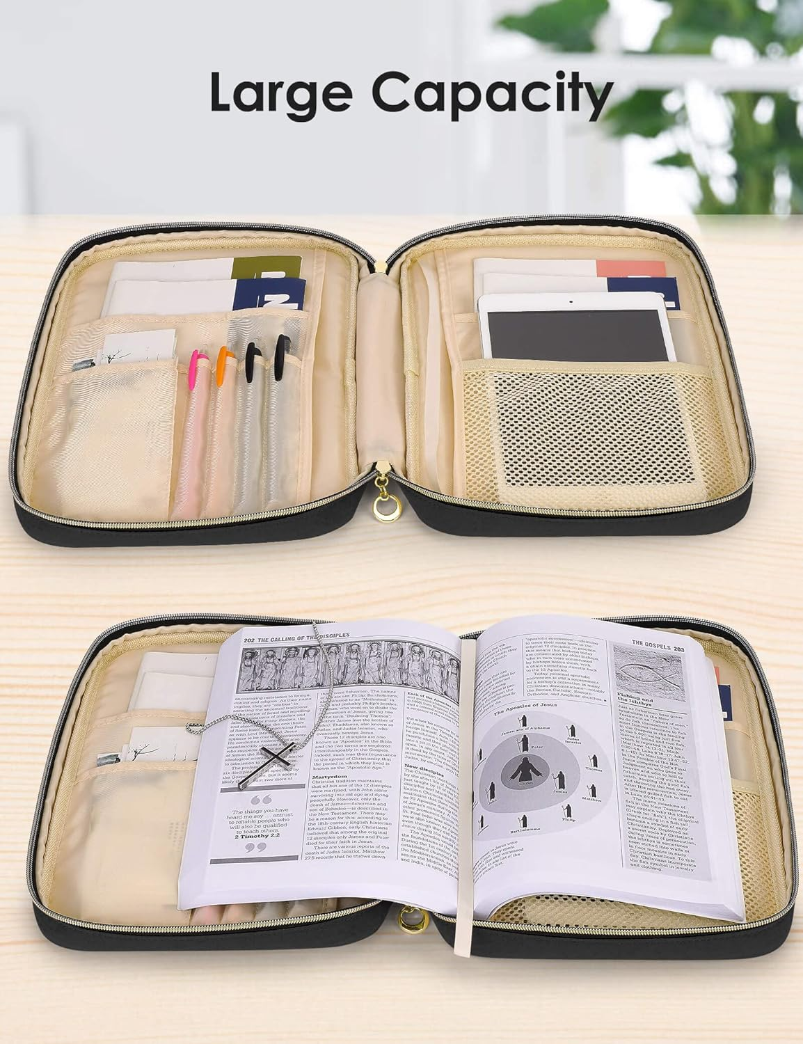 Bible Cover Case for Women, Bible Study Supplies, Bible Journaling Kit (Black) - Image 3